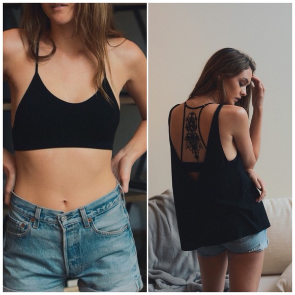 ❗️CLOSING SALE❗️Black TattooMesh RacerbackBralette - Picture 2 of 6